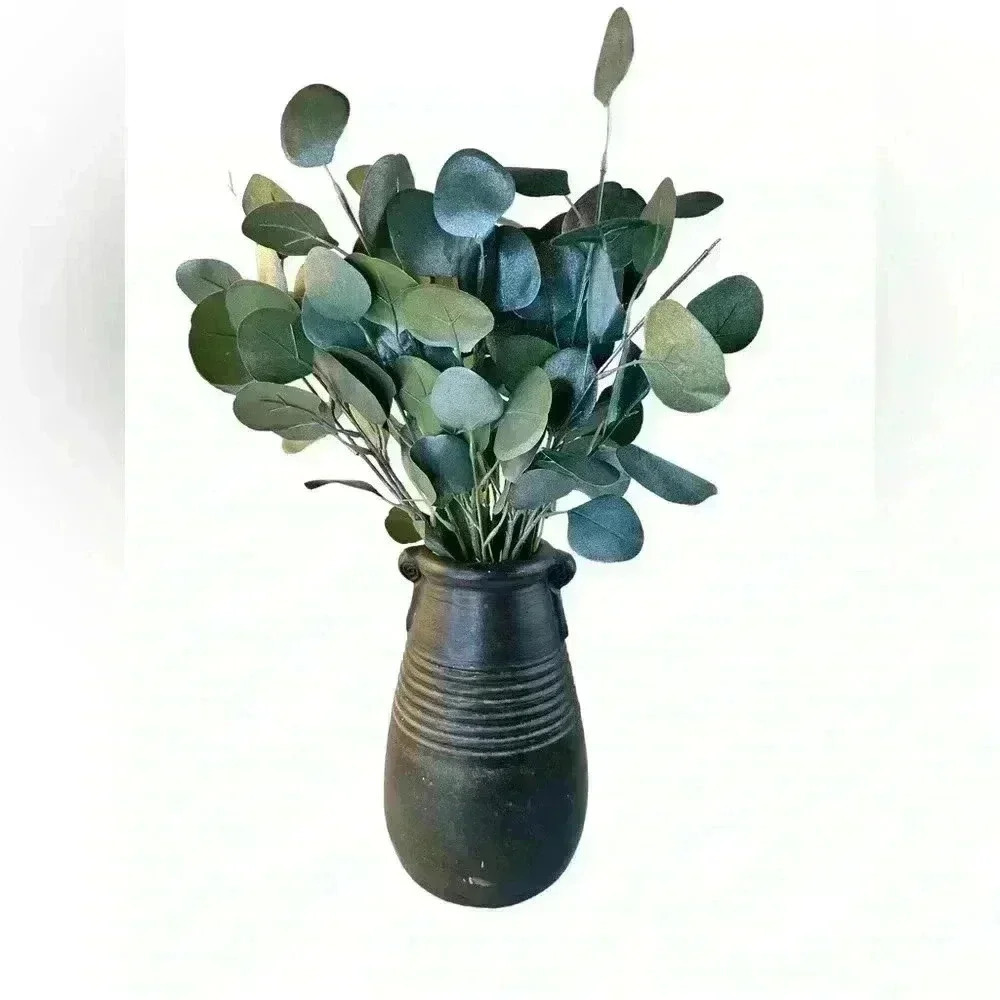 Pier 1 Imports 10” Dark Gray Interior Decorative Vase Rustic Matte Stone